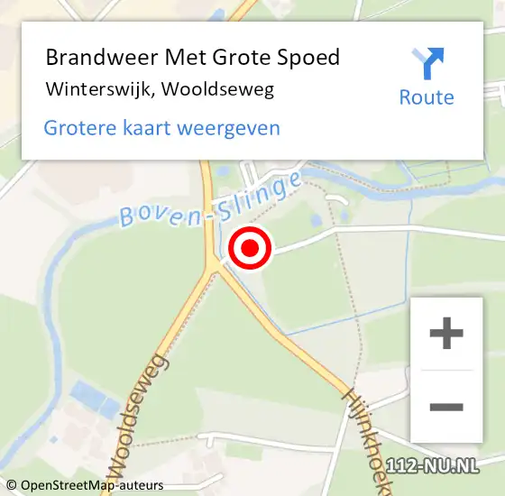 Locatie op kaart van de 112 melding: Brandweer Met Grote Spoed Naar Winterswijk, Wooldseweg op 11 april 2023 18:27