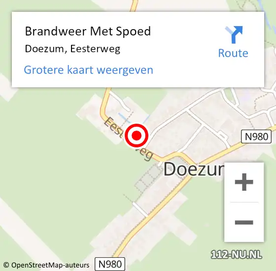 Locatie op kaart van de 112 melding: Brandweer Met Spoed Naar Doezum, Eesterweg op 11 april 2023 18:53