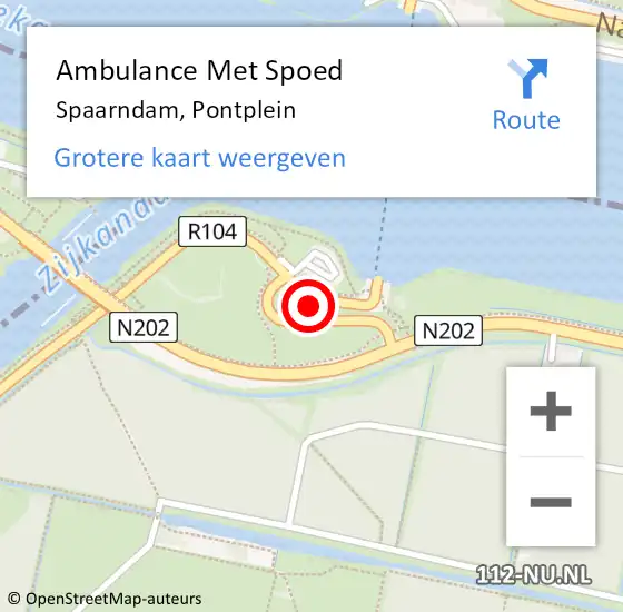 Locatie op kaart van de 112 melding: Ambulance Met Spoed Naar Spaarndam, Pontplein op 11 april 2023 18:59