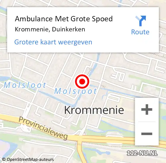 Locatie op kaart van de 112 melding: Ambulance Met Grote Spoed Naar Krommenie, Duinkerken op 11 april 2023 19:05