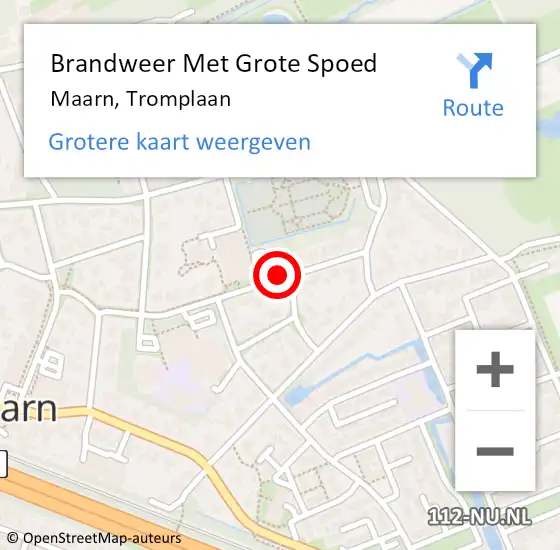 Locatie op kaart van de 112 melding: Brandweer Met Grote Spoed Naar Maarn, Tromplaan op 11 april 2023 19:20