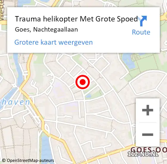 Locatie op kaart van de 112 melding: Trauma helikopter Met Grote Spoed Naar Goes, Nachtegaallaan op 11 april 2023 19:47