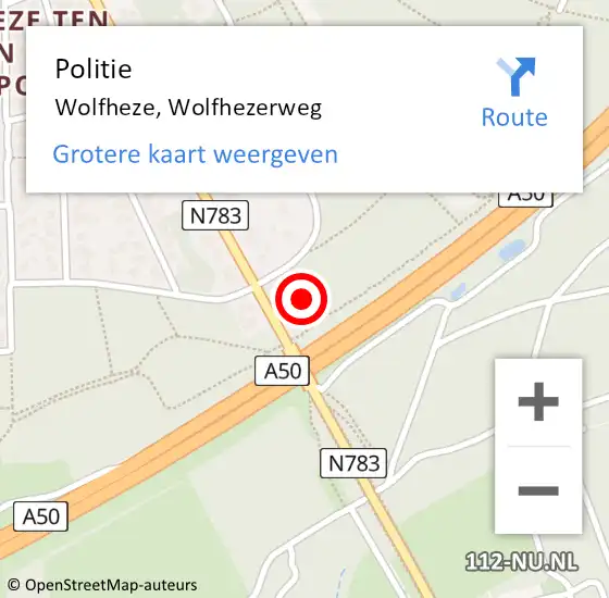 Locatie op kaart van de 112 melding: Politie Wolfheze, Wolfhezerweg op 11 april 2023 20:00