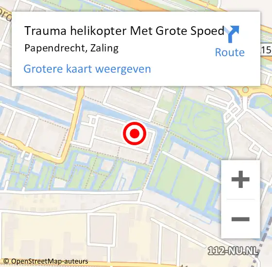Locatie op kaart van de 112 melding: Trauma helikopter Met Grote Spoed Naar Papendrecht, Zaling op 11 april 2023 20:06