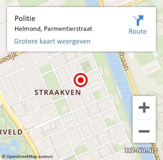 Locatie op kaart van de 112 melding: Politie Helmond, Parmentierstraat op 11 april 2023 20:13