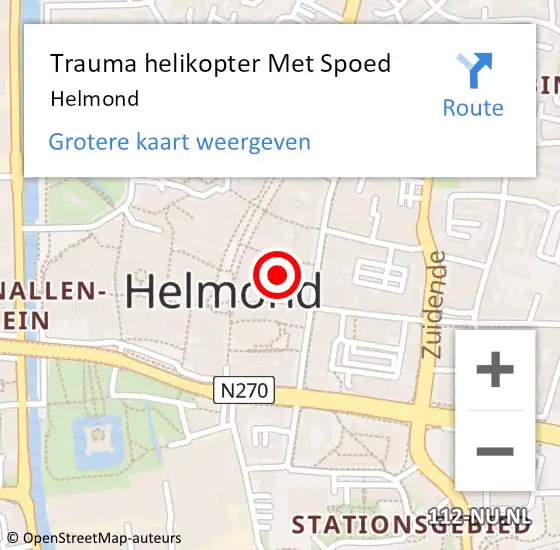 Locatie op kaart van de 112 melding: Trauma helikopter Met Spoed Naar Helmond op 11 april 2023 20:19