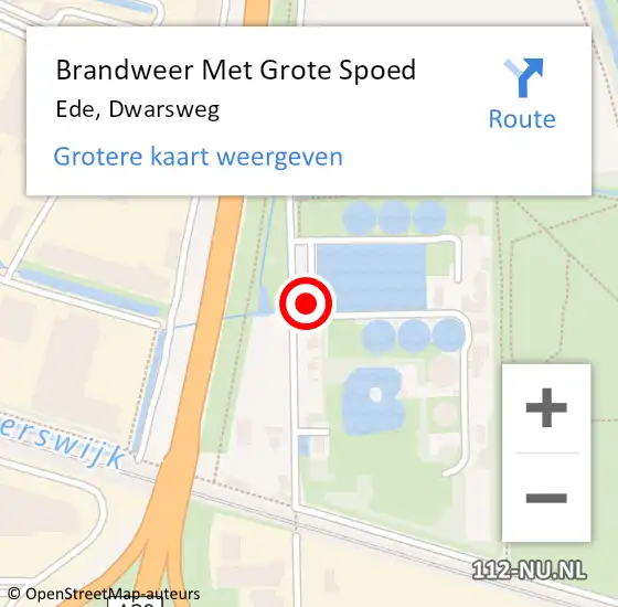 Locatie op kaart van de 112 melding: Brandweer Met Grote Spoed Naar Ede, Dwarsweg op 11 april 2023 20:25