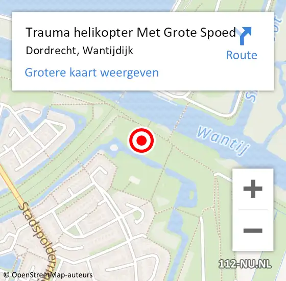 Locatie op kaart van de 112 melding: Trauma helikopter Met Grote Spoed Naar Dordrecht, Wantijdijk op 11 april 2023 20:29