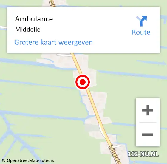 Locatie op kaart van de 112 melding: Ambulance Middelie op 22 augustus 2014 00:30