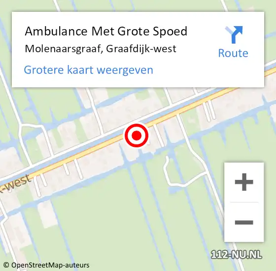 Locatie op kaart van de 112 melding: Ambulance Met Grote Spoed Naar Molenaarsgraaf, Graafdijk-west op 11 april 2023 20:52