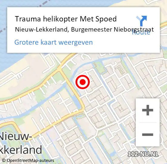 Locatie op kaart van de 112 melding: Trauma helikopter Met Spoed Naar Nieuw-Lekkerland, Burgemeester Nieborgstraat op 11 april 2023 21:21