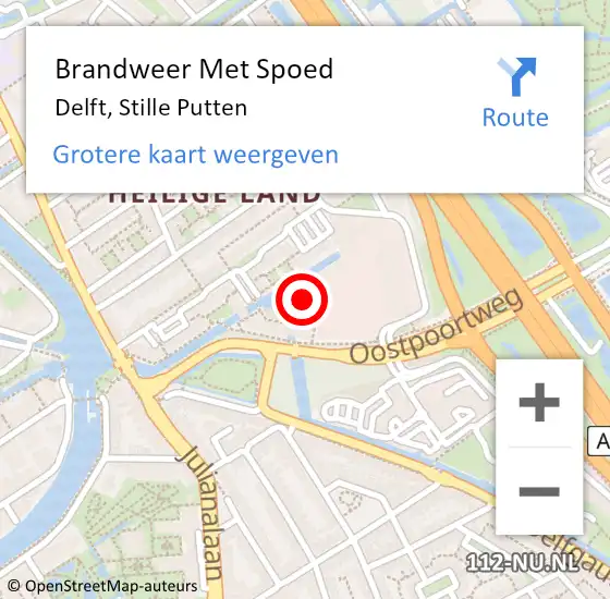 Locatie op kaart van de 112 melding: Brandweer Met Spoed Naar Delft, Stille Putten op 11 april 2023 21:36