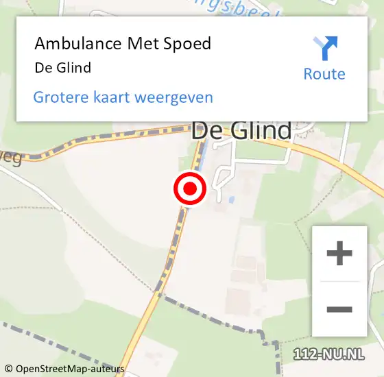 Locatie op kaart van de 112 melding: Ambulance Met Spoed Naar De Glind op 11 april 2023 21:52
