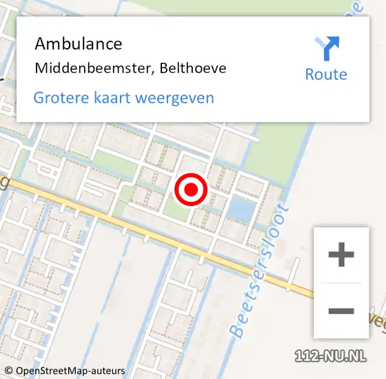 Locatie op kaart van de 112 melding: Ambulance Middenbeemster, Belthoeve op 11 april 2023 22:10