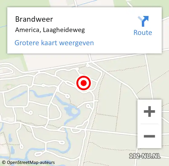 Locatie op kaart van de 112 melding: Brandweer America, Laagheideweg op 11 april 2023 22:34