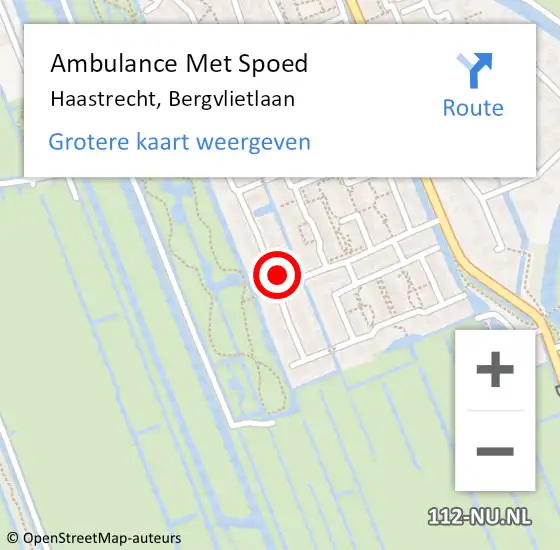 Locatie op kaart van de 112 melding: Ambulance Met Spoed Naar Haastrecht, Bergvlietlaan op 11 april 2023 22:37