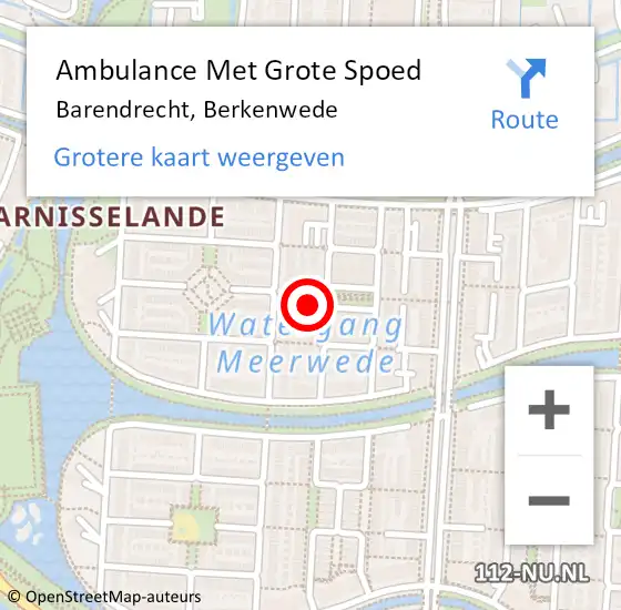 Locatie op kaart van de 112 melding: Ambulance Met Grote Spoed Naar Barendrecht, Berkenwede op 11 april 2023 23:48