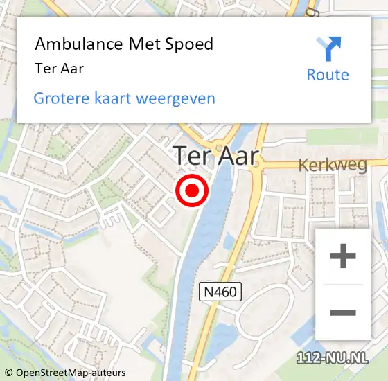 Locatie op kaart van de 112 melding: Ambulance Met Spoed Naar Ter Aar op 22 augustus 2014 00:59