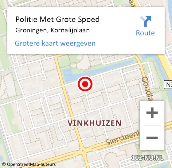 Locatie op kaart van de 112 melding: Politie Met Grote Spoed Naar Groningen, Kornalijnlaan op 12 april 2023 00:08