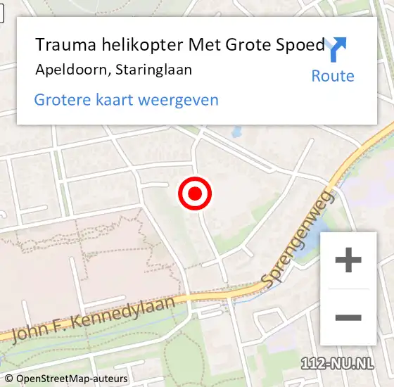 Locatie op kaart van de 112 melding: Trauma helikopter Met Grote Spoed Naar Apeldoorn, Staringlaan op 12 april 2023 00:30