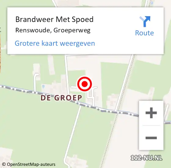 Locatie op kaart van de 112 melding: Brandweer Met Spoed Naar Renswoude, Groeperweg op 12 april 2023 01:04