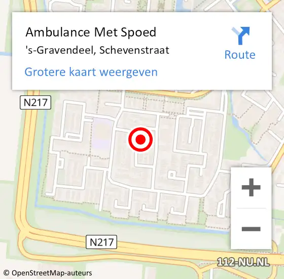 Locatie op kaart van de 112 melding: Ambulance Met Spoed Naar 's-Gravendeel, Schevenstraat op 12 april 2023 01:18