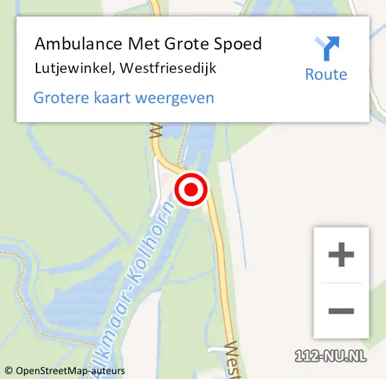 Locatie op kaart van de 112 melding: Ambulance Met Grote Spoed Naar Lutjewinkel, Westfriesedijk op 12 april 2023 02:10
