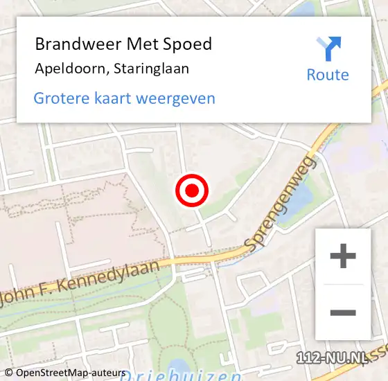 Locatie op kaart van de 112 melding: Brandweer Met Spoed Naar Apeldoorn, Staringlaan op 12 april 2023 02:16