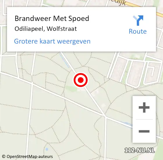 Locatie op kaart van de 112 melding: Brandweer Met Spoed Naar Odiliapeel, Wolfstraat op 12 april 2023 02:34