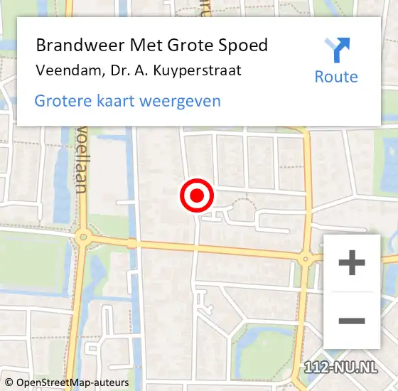 Locatie op kaart van de 112 melding: Brandweer Met Grote Spoed Naar Veendam, Dr. A. Kuyperstraat op 12 april 2023 03:37