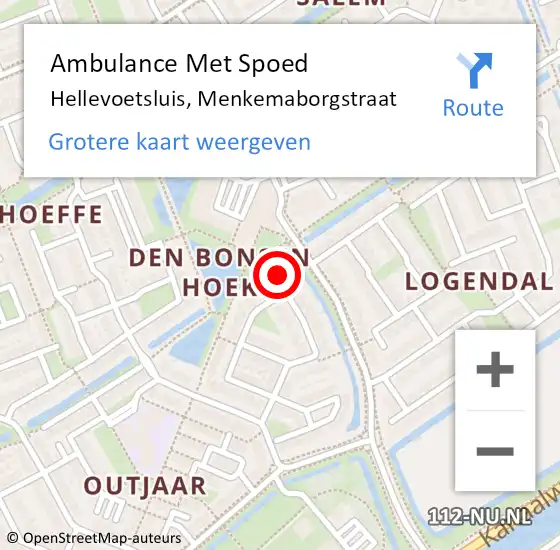 Locatie op kaart van de 112 melding: Ambulance Met Spoed Naar Hellevoetsluis, Menkemaborgstraat op 12 april 2023 05:16