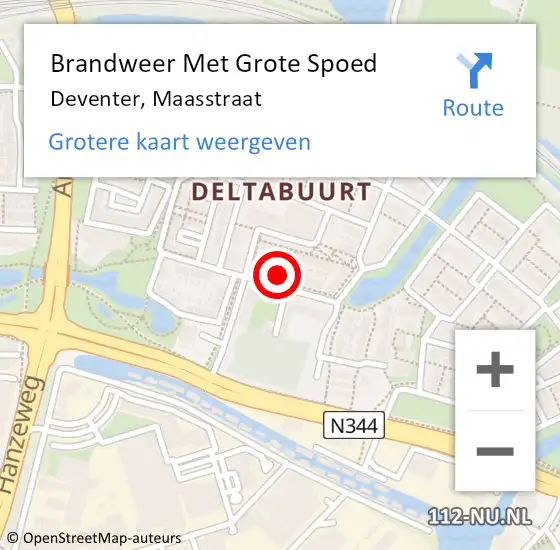 Locatie op kaart van de 112 melding: Brandweer Met Grote Spoed Naar Deventer, Maasstraat op 12 april 2023 06:40