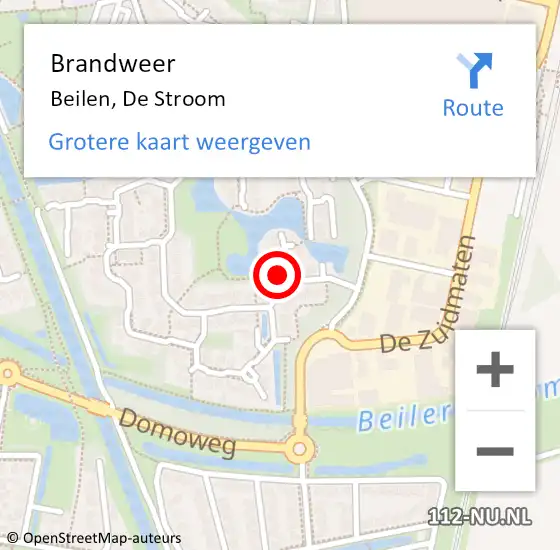 Locatie op kaart van de 112 melding: Brandweer Beilen, De Stroom op 12 april 2023 07:32