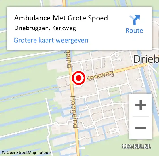 Locatie op kaart van de 112 melding: Ambulance Met Grote Spoed Naar Driebruggen, Kerkweg op 22 augustus 2014 01:30