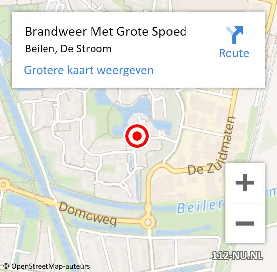 Locatie op kaart van de 112 melding: Brandweer Met Grote Spoed Naar Beilen, De Stroom op 12 april 2023 07:48