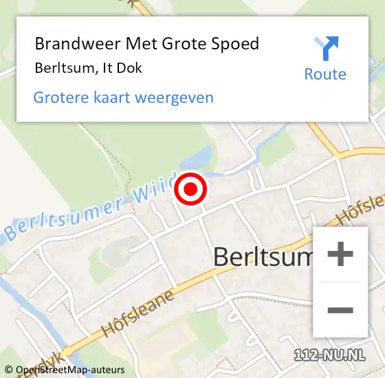 Locatie op kaart van de 112 melding: Brandweer Met Grote Spoed Naar Berltsum, It Dok op 12 april 2023 08:23