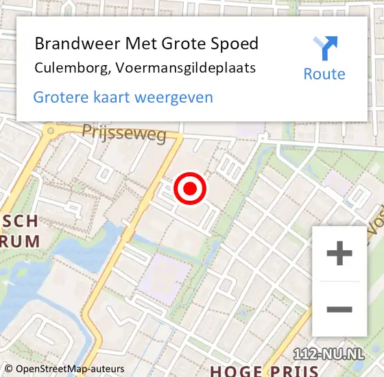 Locatie op kaart van de 112 melding: Brandweer Met Grote Spoed Naar Culemborg, Voermansgildeplaats op 12 april 2023 08:42