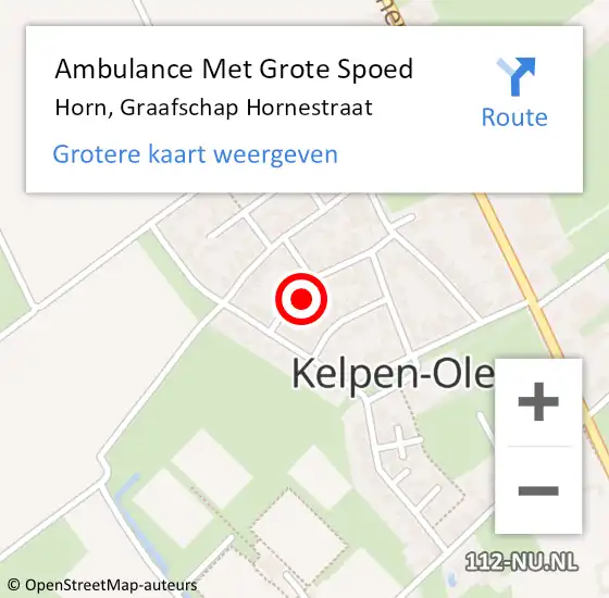 Locatie op kaart van de 112 melding: Ambulance Met Grote Spoed Naar Horn, Graafschap Hornestraat op 12 april 2023 09:56