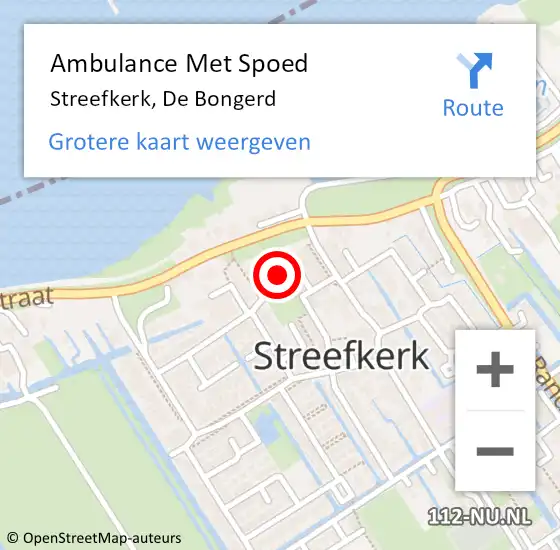 Locatie op kaart van de 112 melding: Ambulance Met Spoed Naar Streefkerk, De Bongerd op 12 april 2023 10:04