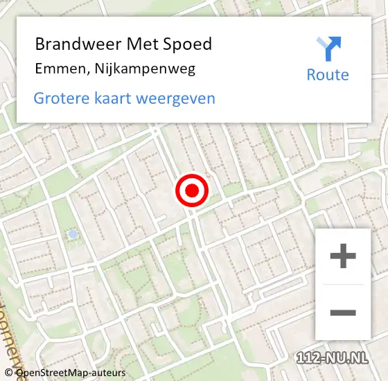 Locatie op kaart van de 112 melding: Brandweer Met Spoed Naar Emmen, Nijkampenweg op 12 april 2023 10:06