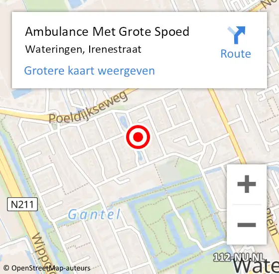 Locatie op kaart van de 112 melding: Ambulance Met Grote Spoed Naar Wateringen, Irenestraat op 12 april 2023 10:59