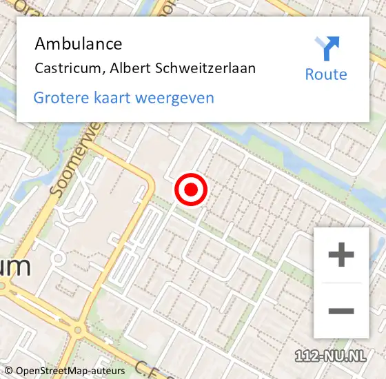 Locatie op kaart van de 112 melding: Ambulance Castricum, Albert Schweitzerlaan op 12 april 2023 11:14