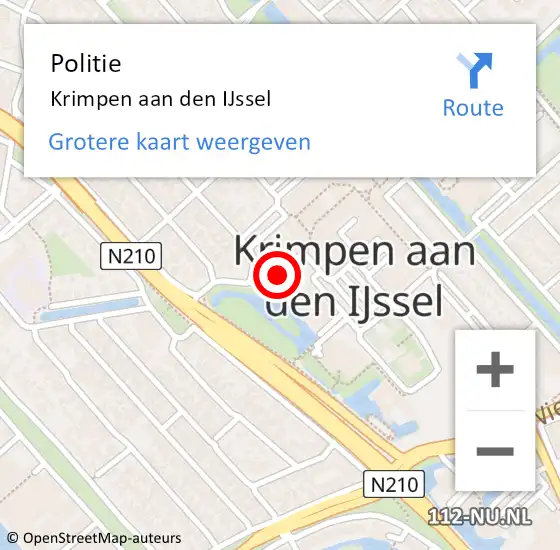 Locatie op kaart van de 112 melding: Politie Krimpen aan den IJssel op 22 augustus 2014 02:37