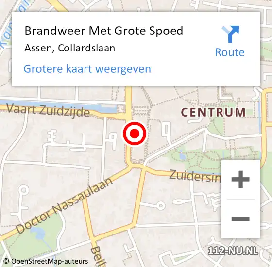 Locatie op kaart van de 112 melding: Brandweer Met Grote Spoed Naar Assen, Collardslaan op 12 april 2023 11:32