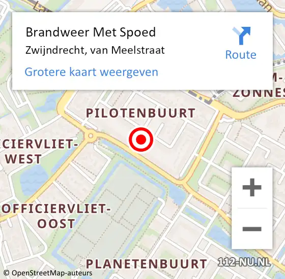 Locatie op kaart van de 112 melding: Brandweer Met Spoed Naar Zwijndrecht, van Meelstraat op 12 april 2023 11:33