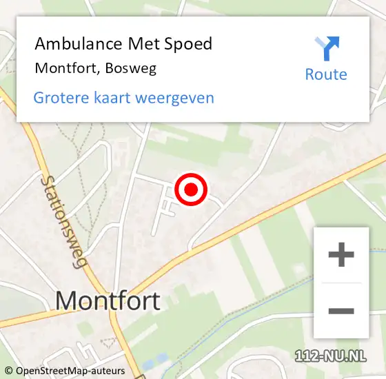 Locatie op kaart van de 112 melding: Ambulance Met Spoed Naar Montfort, Bosweg op 12 april 2023 11:37