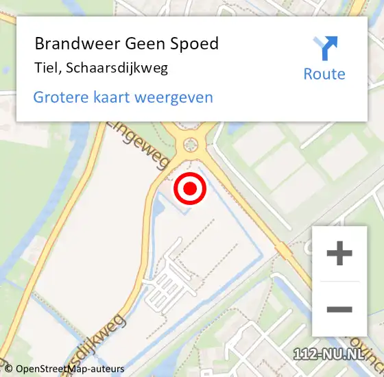Locatie op kaart van de 112 melding: Brandweer Geen Spoed Naar Tiel, Schaarsdijkweg op 12 april 2023 11:57