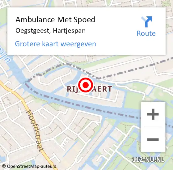 Locatie op kaart van de 112 melding: Ambulance Met Spoed Naar Oegstgeest, Hartjespan op 12 april 2023 12:00