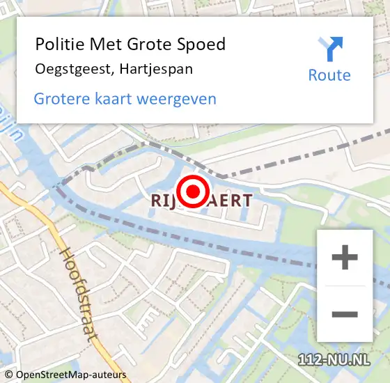 Locatie op kaart van de 112 melding: Politie Met Grote Spoed Naar Oegstgeest, Hartjespan op 12 april 2023 12:00