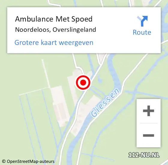 Locatie op kaart van de 112 melding: Ambulance Met Spoed Naar Noordeloos, Overslingeland op 12 april 2023 12:05